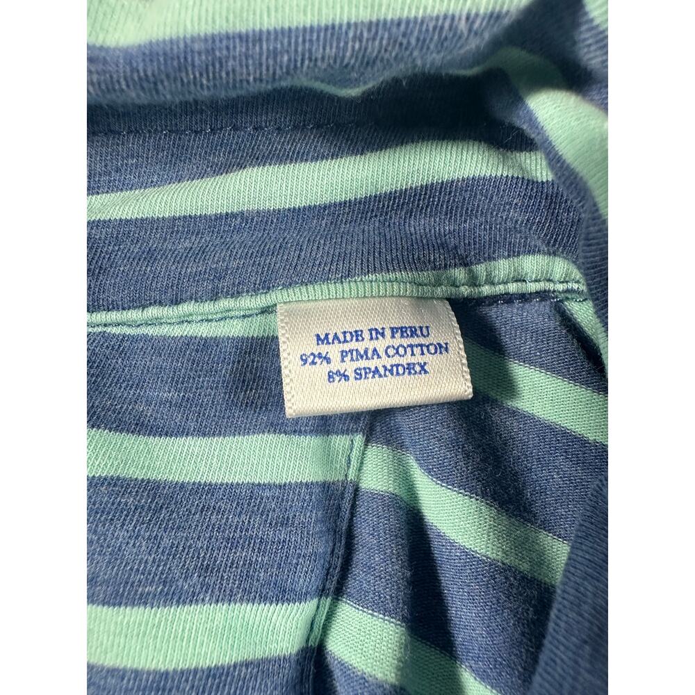 Southern Tide Skipjack Polo Mens Large Blue Green Stripe Pima Cotton Stretch - Picture 7 of 7